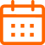 Orange calendar icon representing a date.